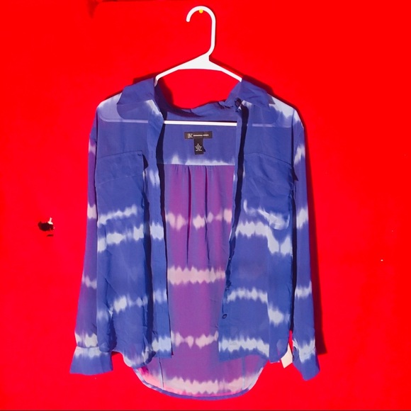Women’s Blue and White International Concepts Blouse Button Up - Size 6 - Picture 1 of 2
